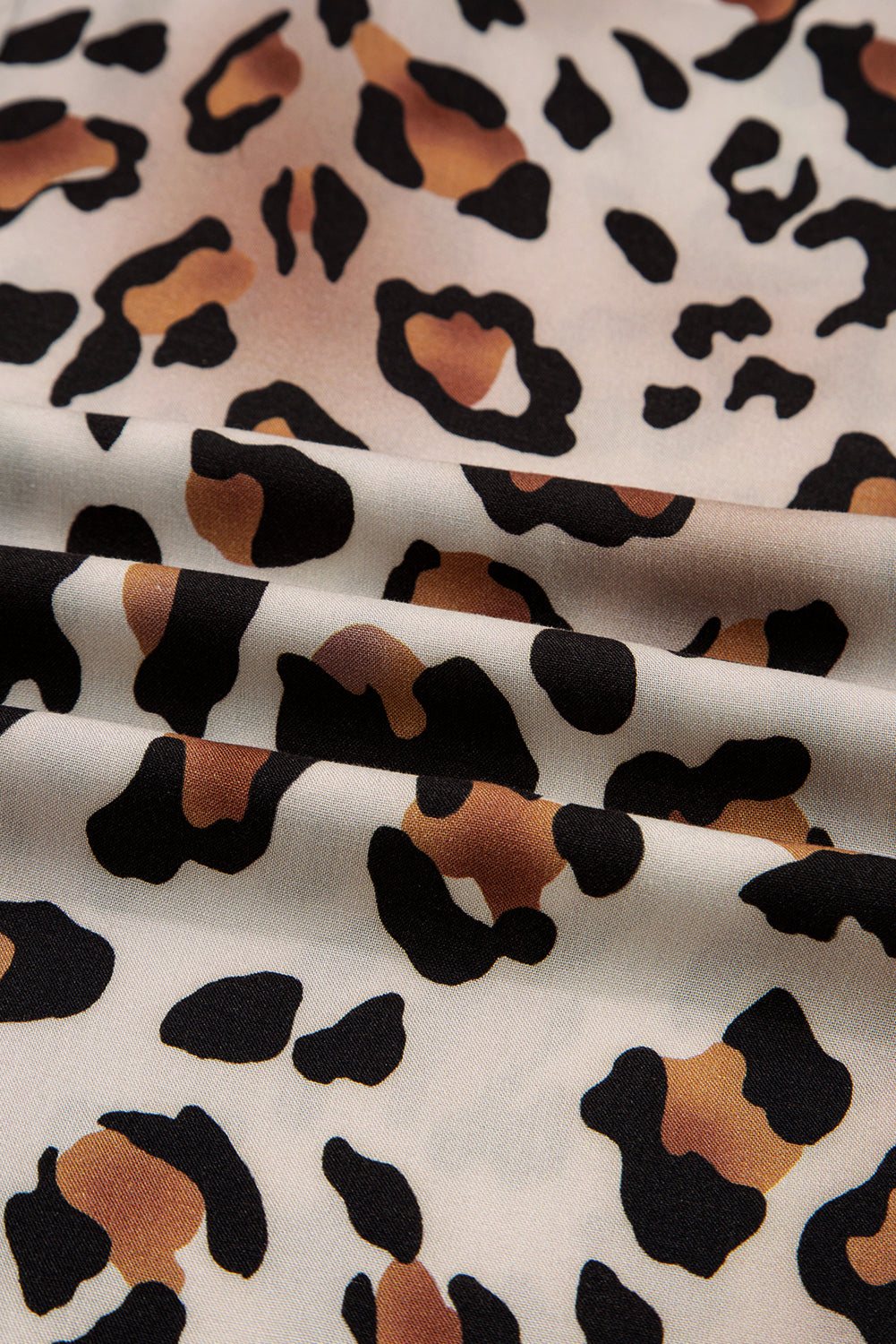 豹紋撞色條紋邊襯衫與褲子睡衣套裝