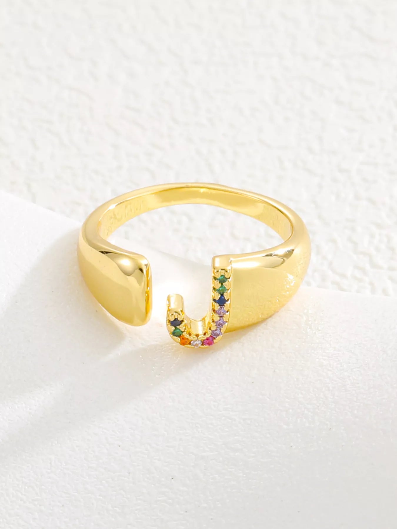 18K Gold-Plated Zircon Letter Ring