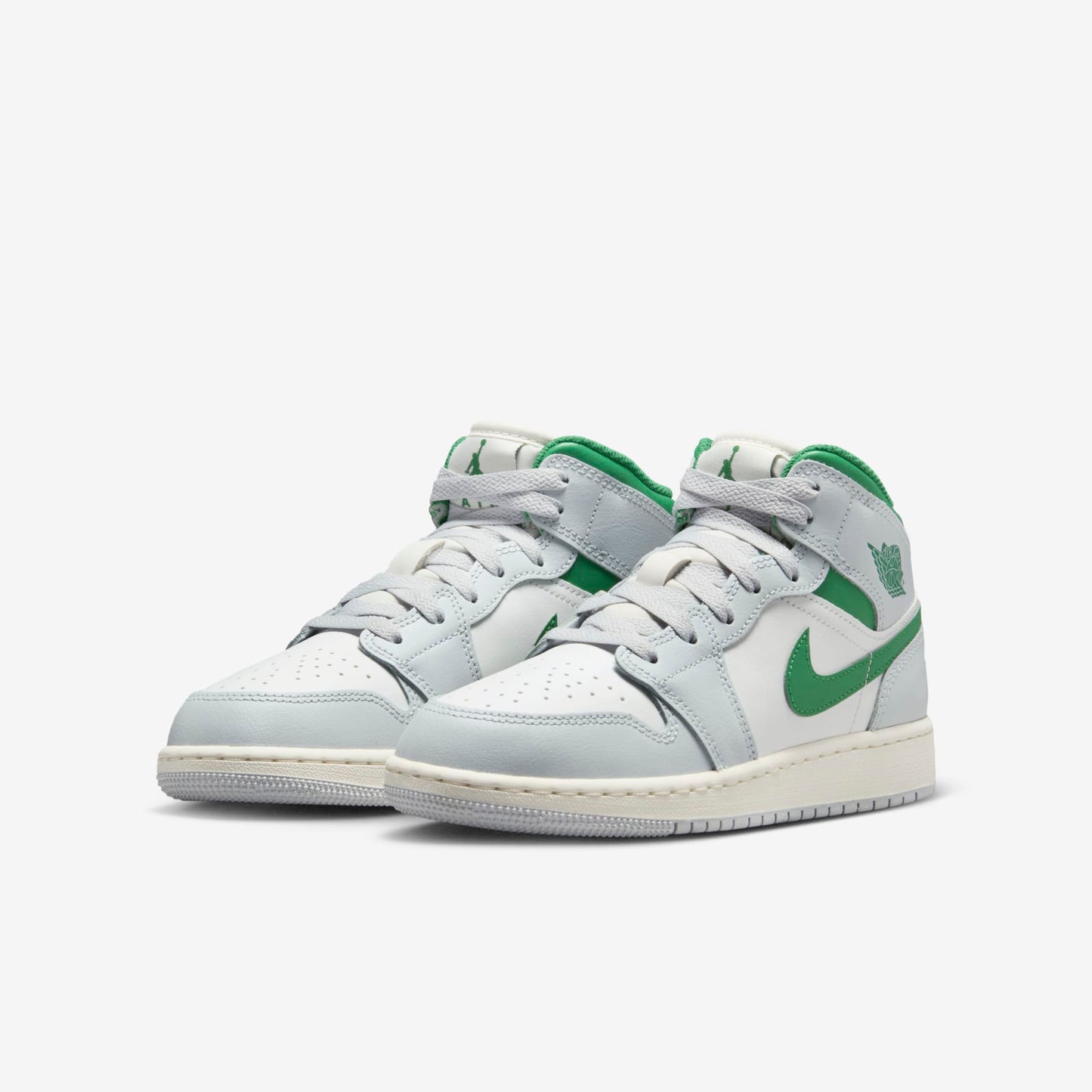 Air Jordan 1 Mid GS White Pure Platinum Pine Green