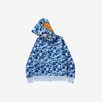 Bape Color Camo Shark Full Zip Hoodie Blue
