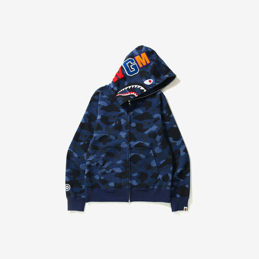 Bape Color Camo Shark Full Zip Hoodie Navy
