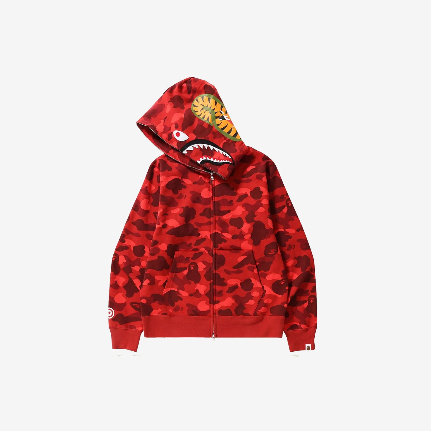 Bape Color Camo Shark Full Zip Hoodie Red