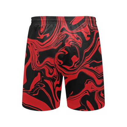 Red and Black Slime Oil Spill Swim Shorts