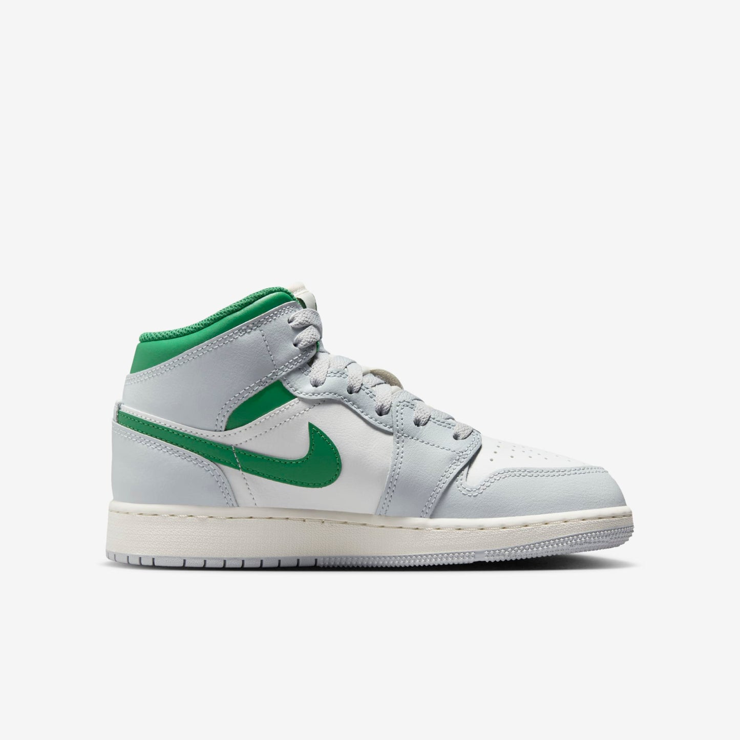 Air Jordan 1 Mid GS White Pure Platinum Pine Green