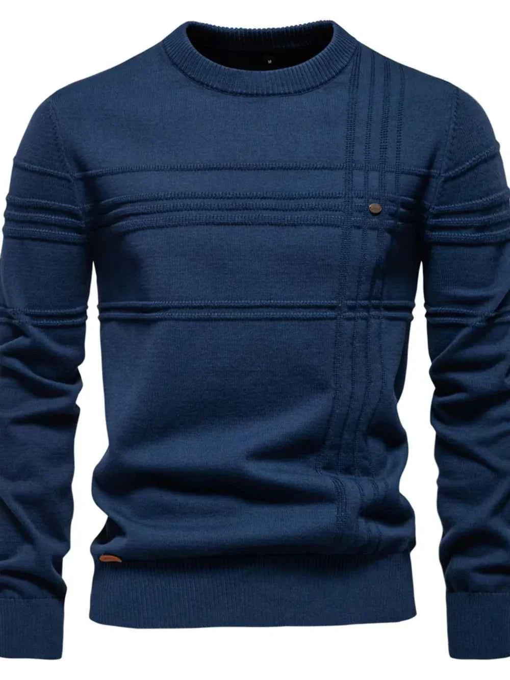 Men's Round Neck Striped Sweater