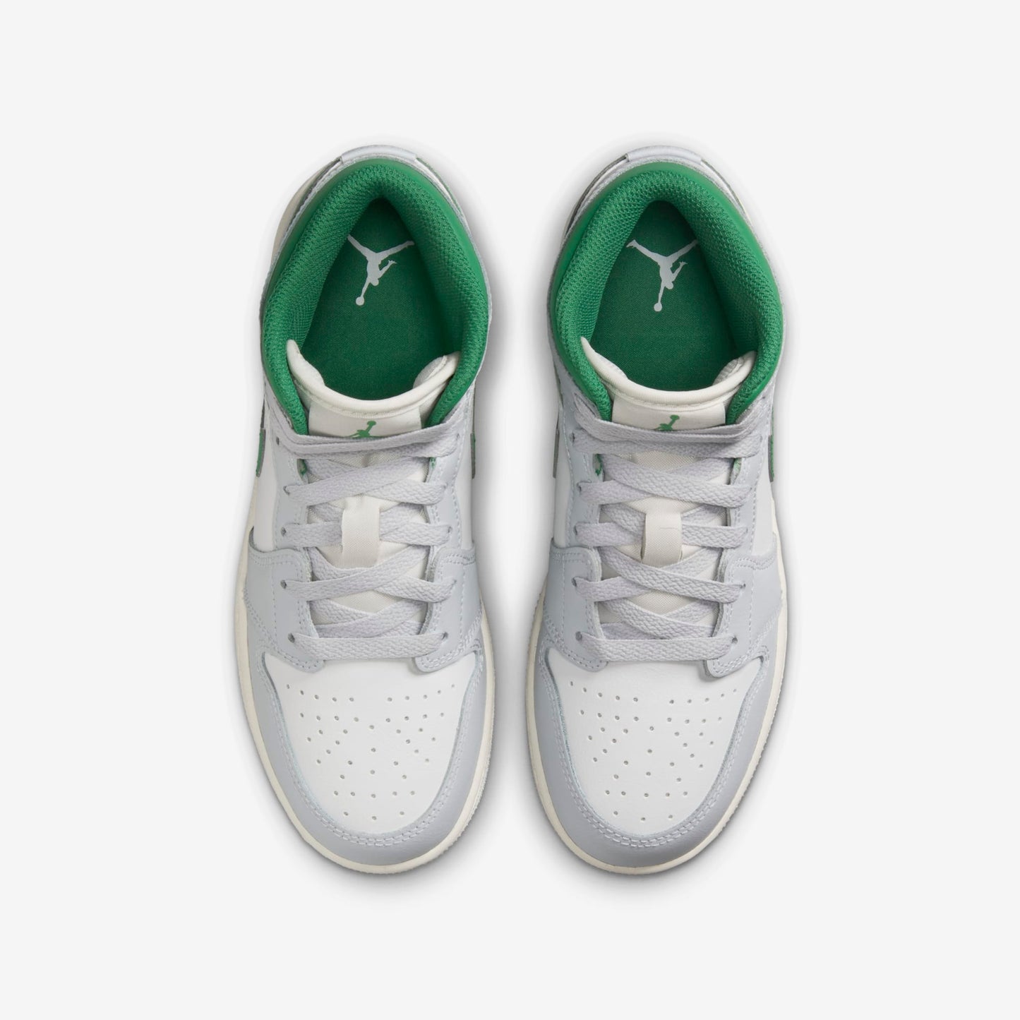 Air Jordan 1 Mid GS White Pure Platinum Pine Green
