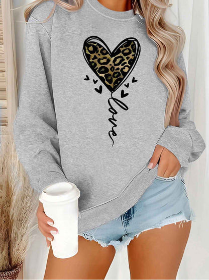 Leopard print heart-shaped printed hoodie