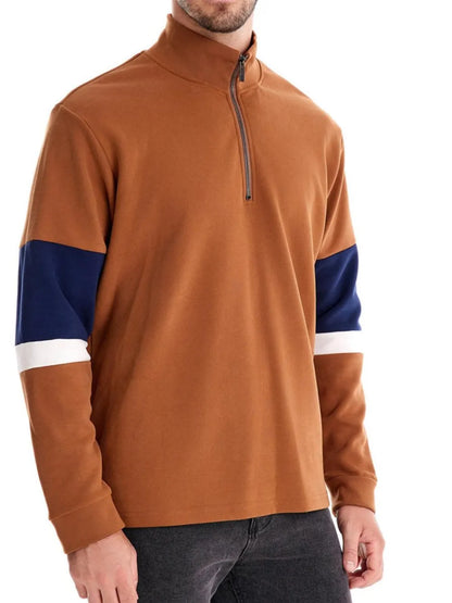 Men's Color Block Long Sleeve Polo