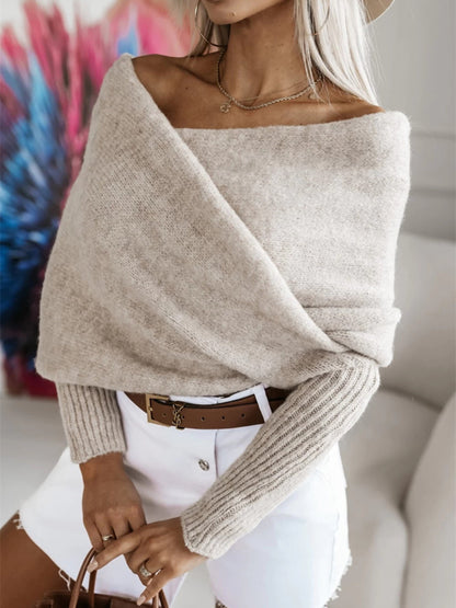 長袖短針織上衣