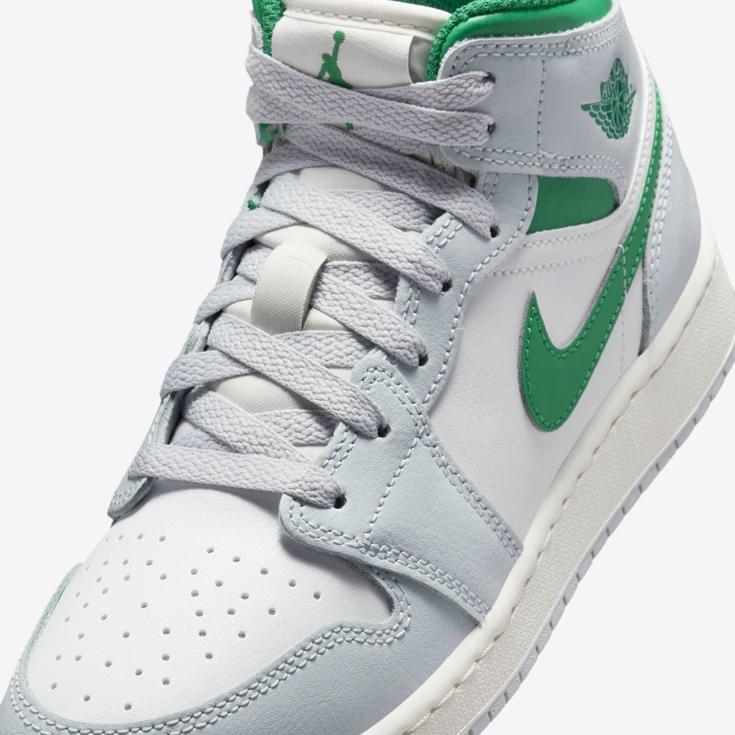 Air Jordan 1 Mid GS White Pure Platinum Pine Green
