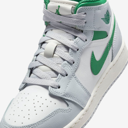 Air Jordan 1 Mid GS White Pure Platinum Pine Green