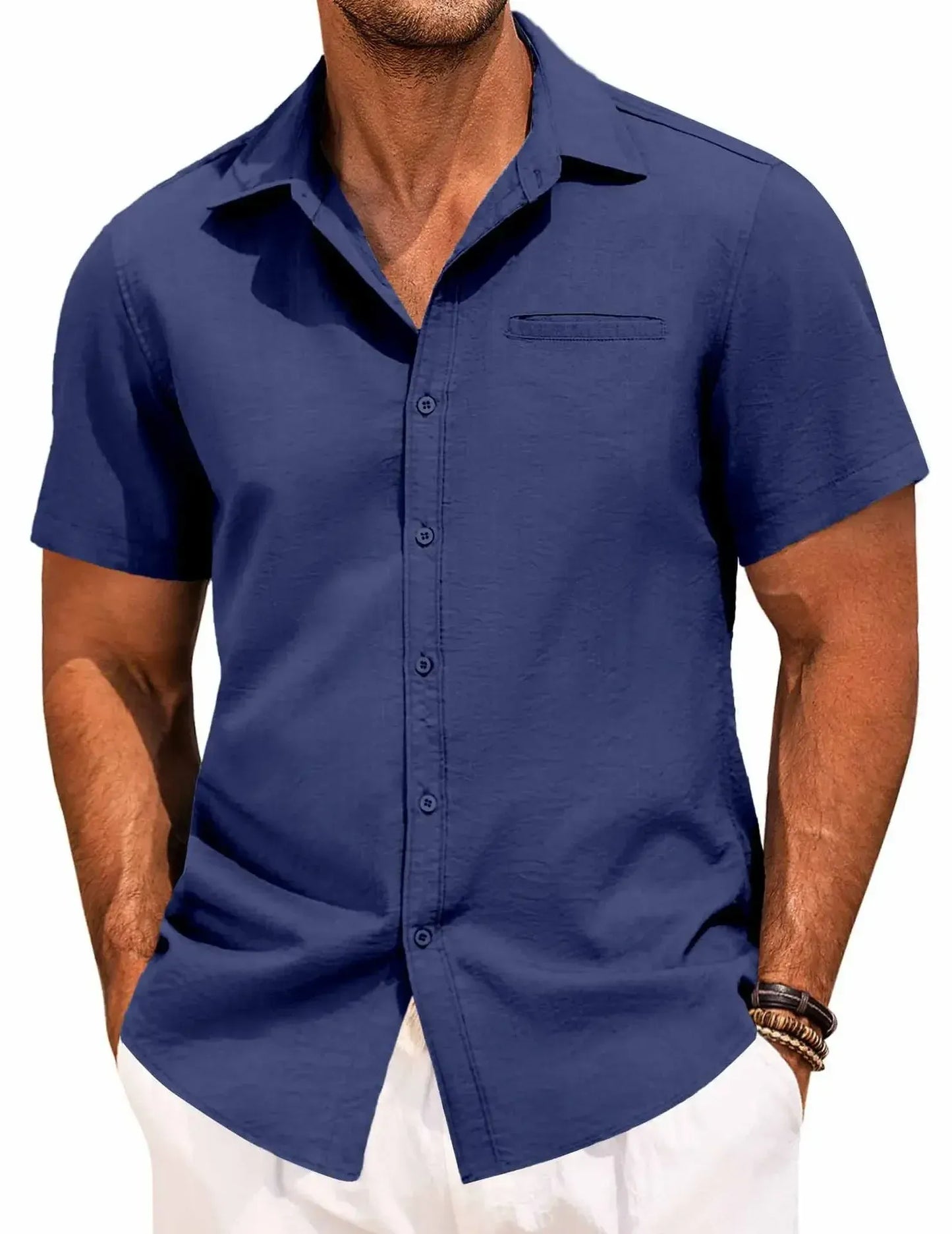 Men's Plus Size Classic Short Sleeve Button Down Shirt