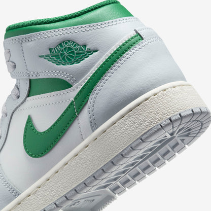 Air Jordan 1 Mid GS White Pure Platinum Pine Green