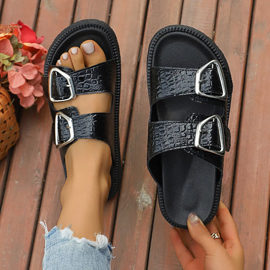Double Buckle Platform women Sandals