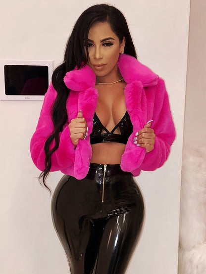 舒適別緻的人造毛領開襟衫外套