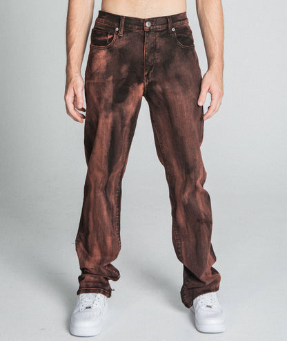 AJ05ST BROWN WASHED STRAIGHT JEANS