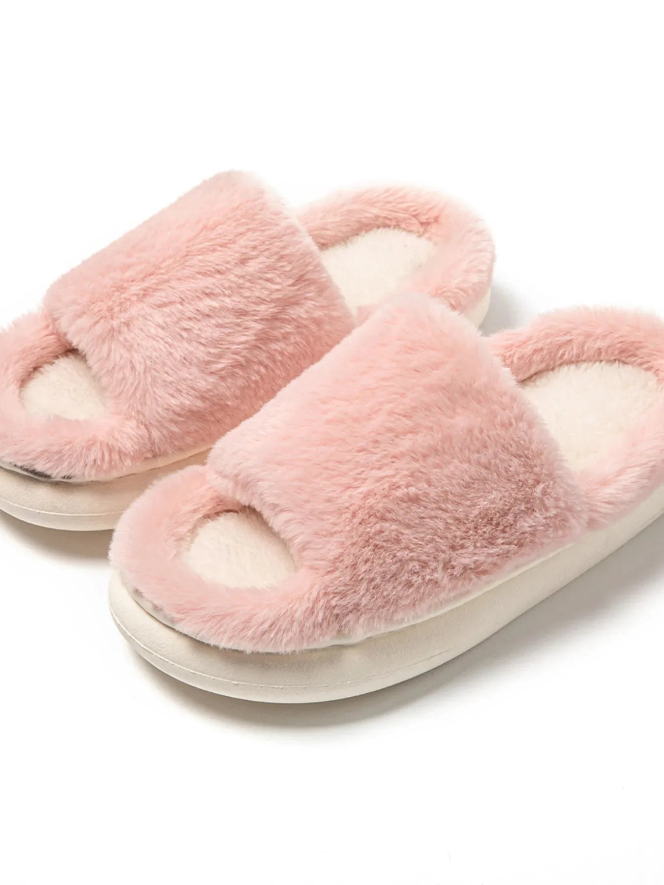Fluffy Open Toe Comfort Slippers