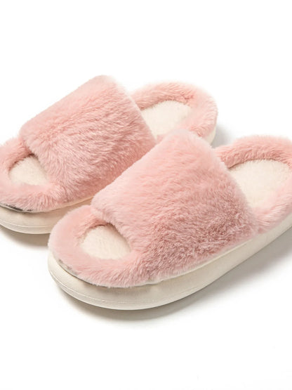 Fluffy Open Toe Comfort Slippers