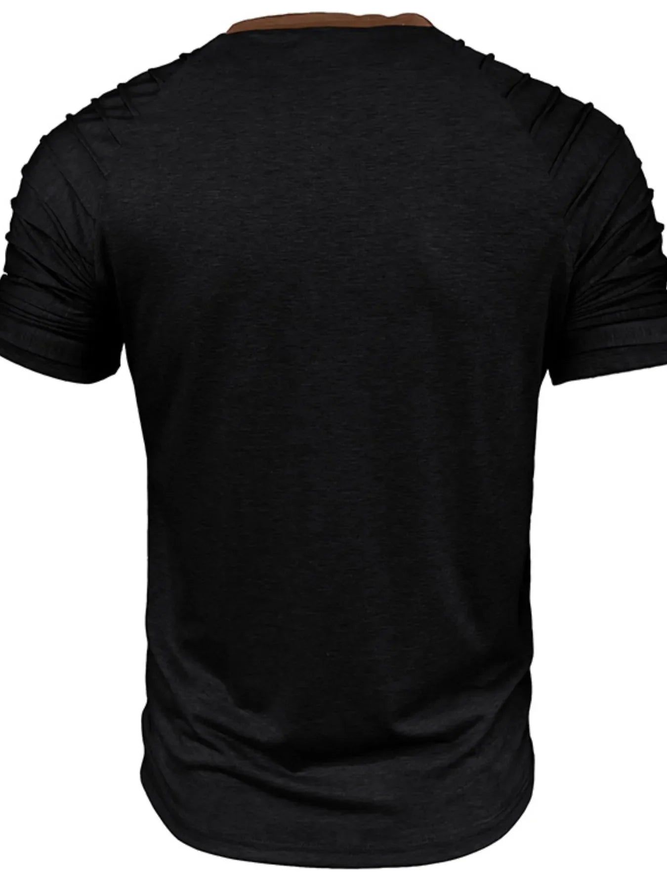 Men's Full Size Casual Henley Short Sleeve Top with Contrast Collar Plus Size