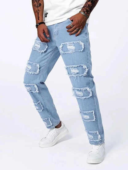 Distressed Slim Fit Jeans for Men