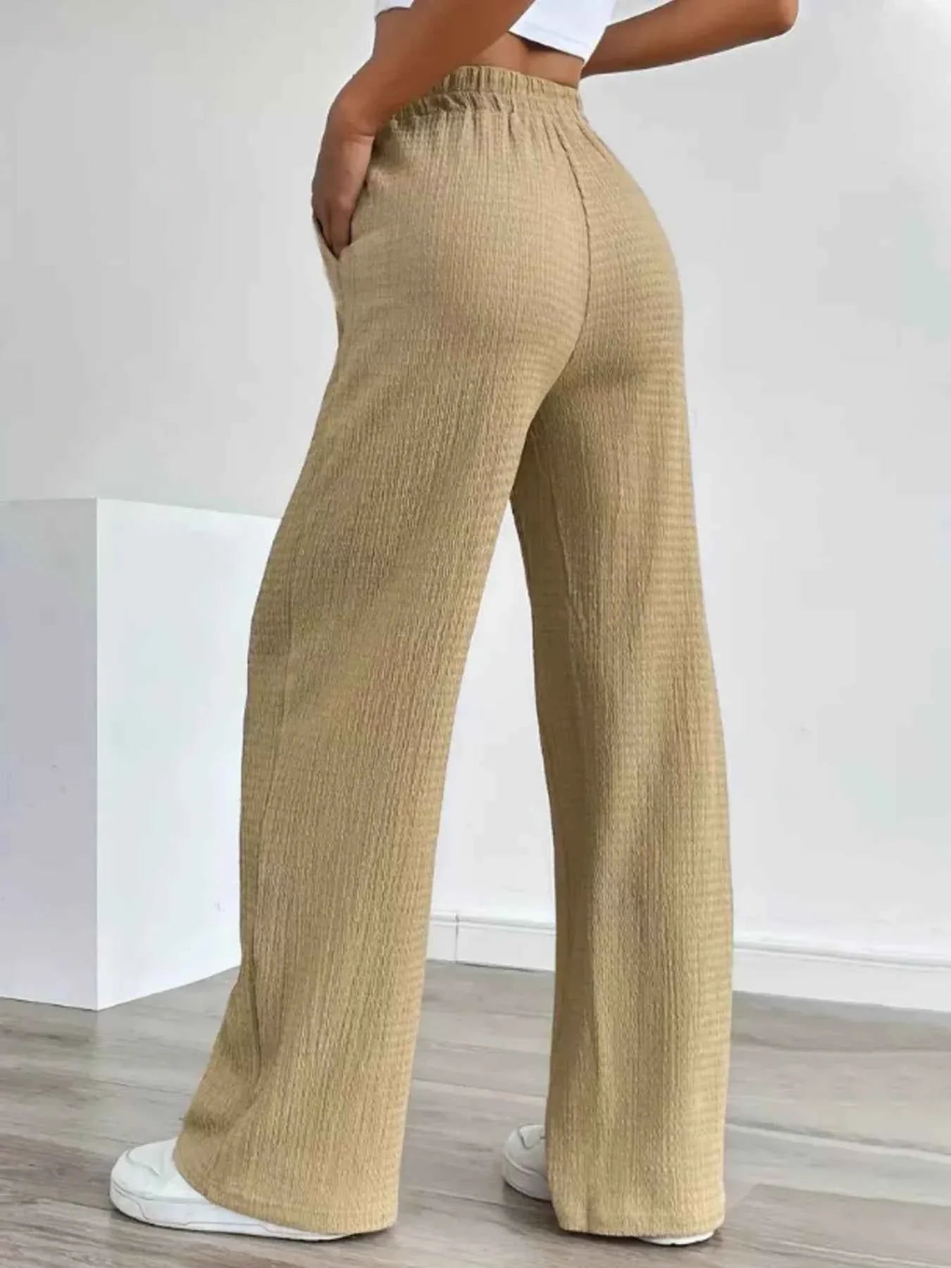 Texture Wide Leg Pants
