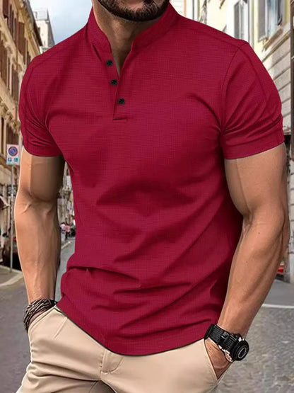 Men's Full Size Button Detail Short Sleeve Polo Plus Size