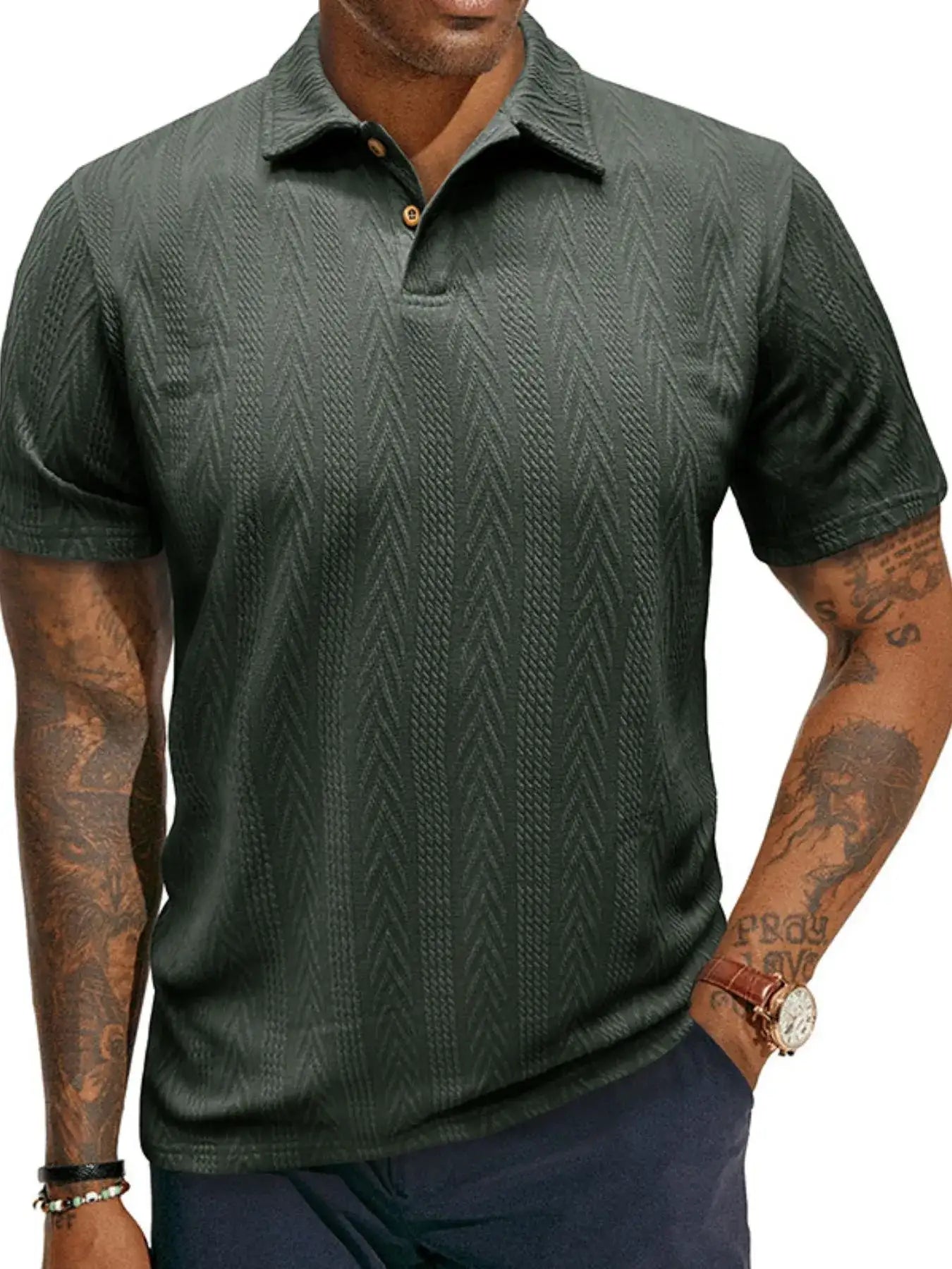 Men's Classic Chevron Textured Polo Shirt