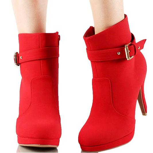 Trend Sup Chic Stiletto Ankle Boots with Buckle