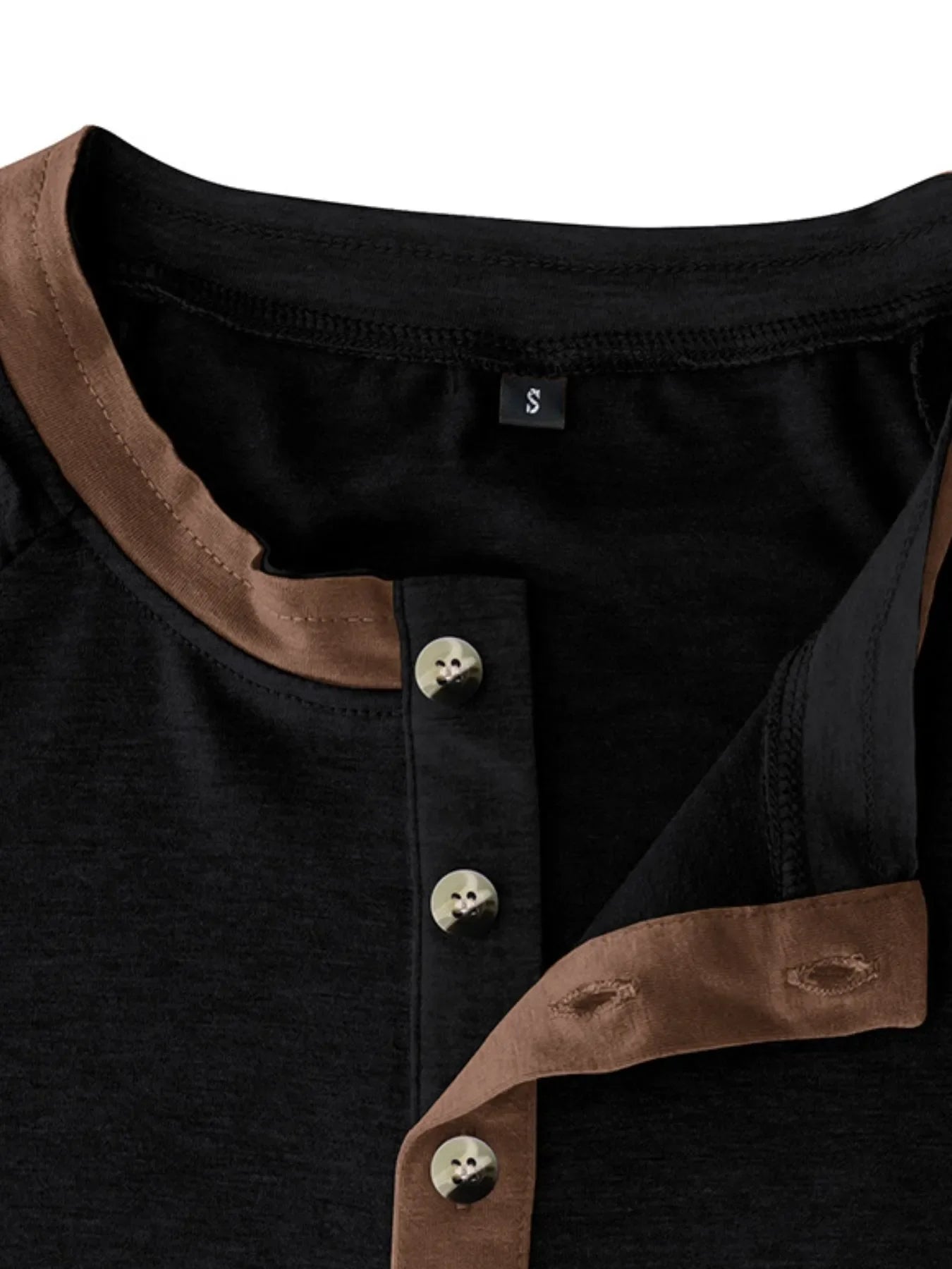 Men's Full Size Casual Henley Short Sleeve Top with Contrast Collar Plus Size