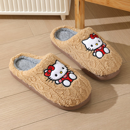 Sanrio Authentic Winter Slippers, Warm Lining, Hello Kitty Embroidery Design