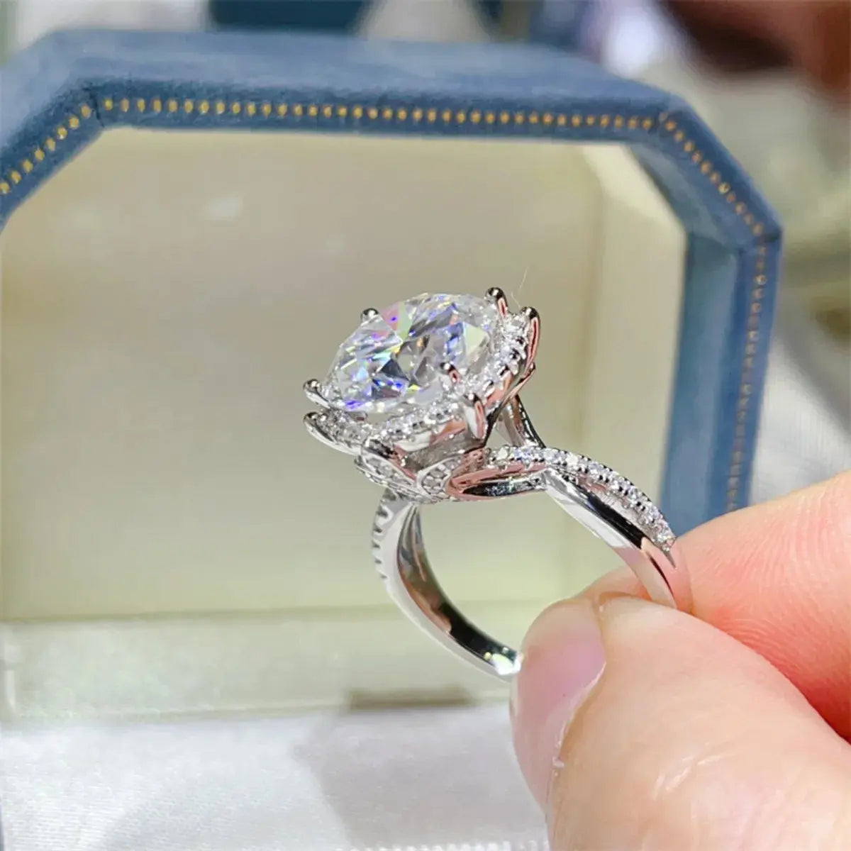 5 Carat Round Cut Moissanite Engagement Ring