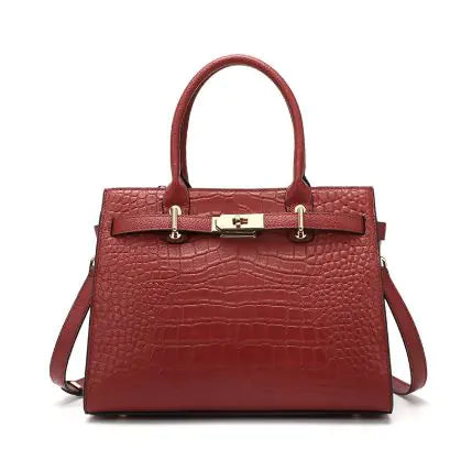 Elegante bolso de mano de piel auténtica de gran capacidad, estilo retro, para mujer.