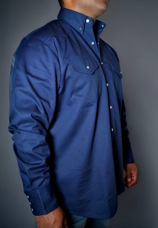 FR 西部風格珍珠扣 - 海軍藍