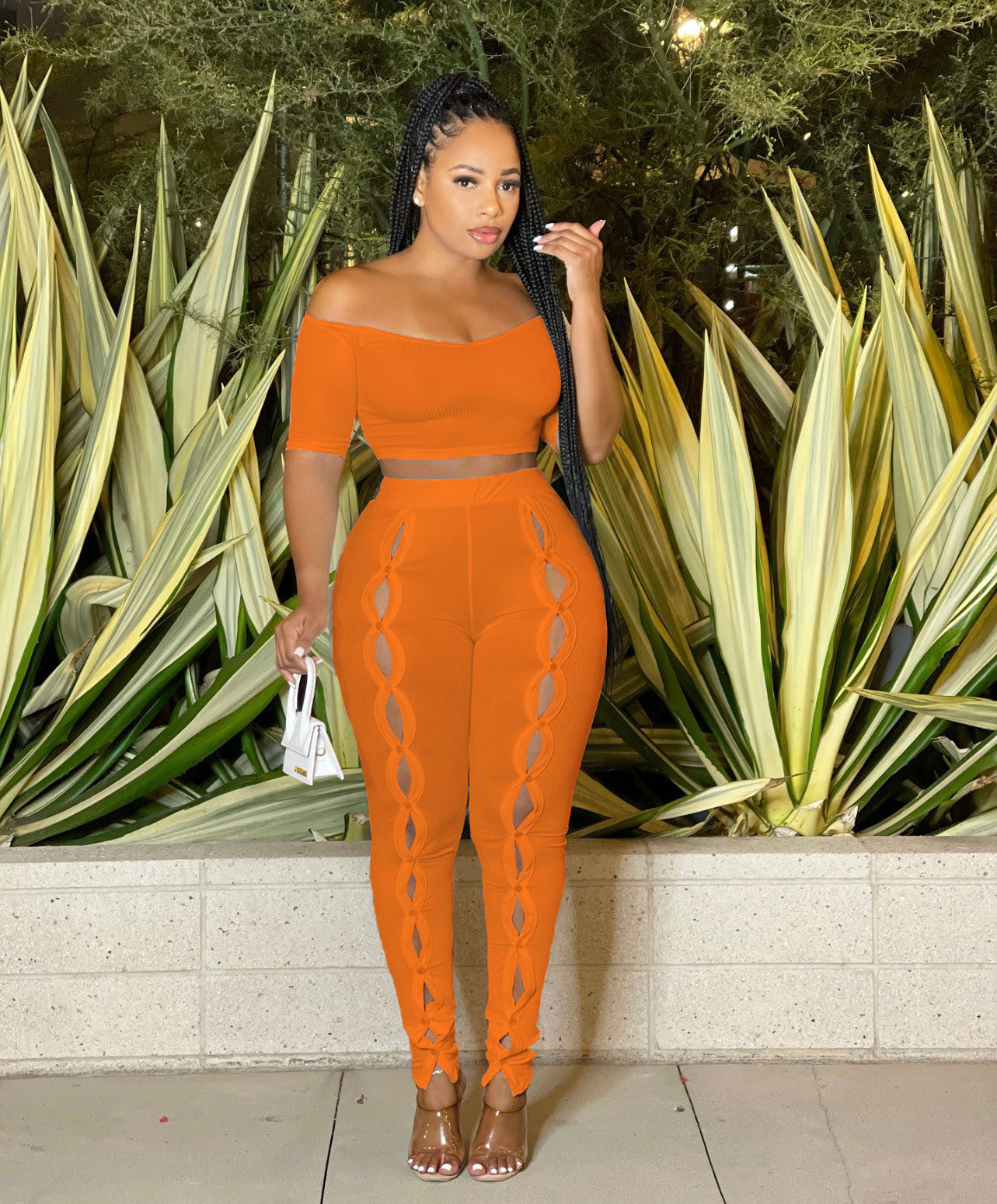 Women Clothing Summer Suit Sexy off the Shoulder Button Two Piece Pants