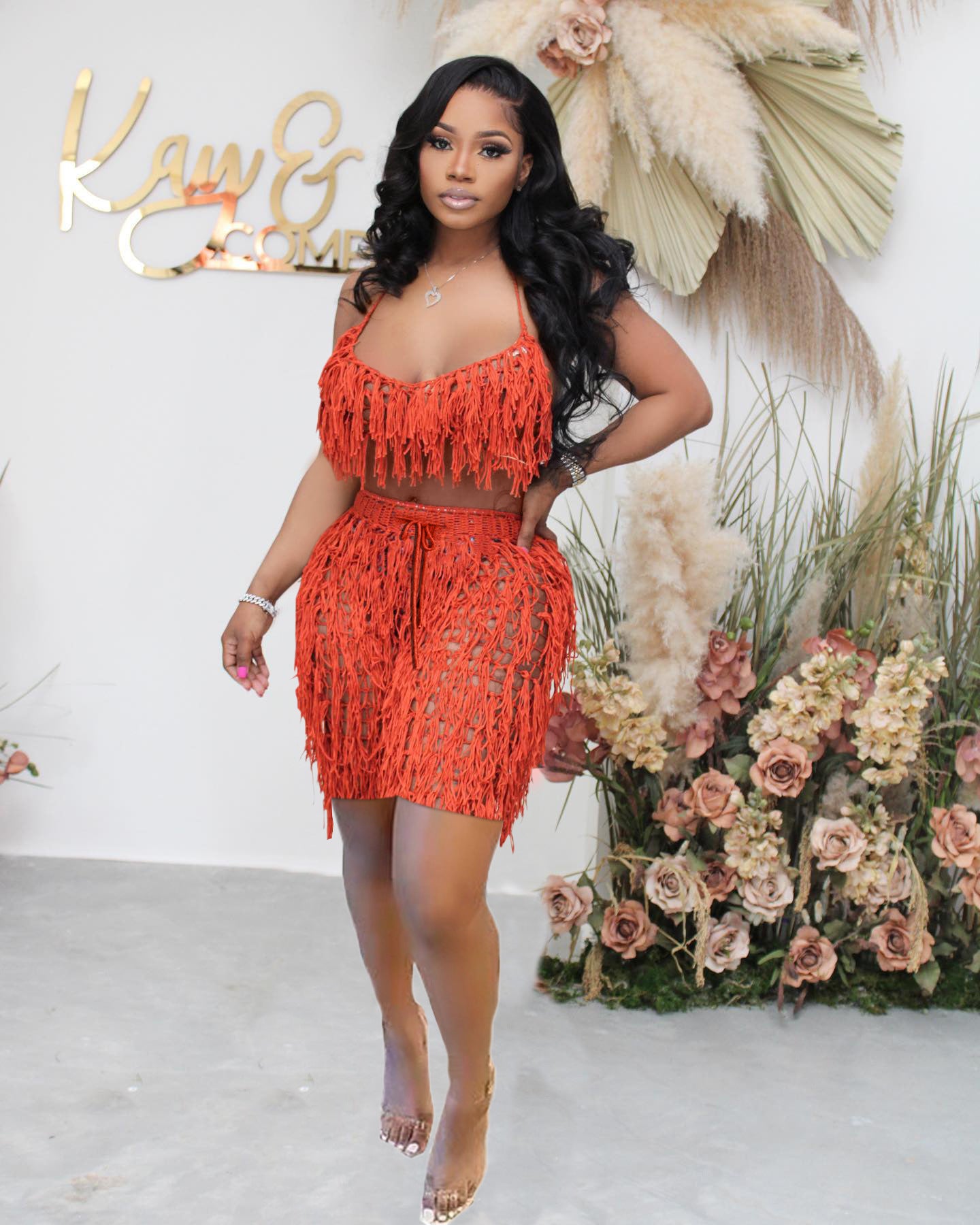 Women Sexy See through Knitted Hand Crochet Tassel Beach Shorts Suit