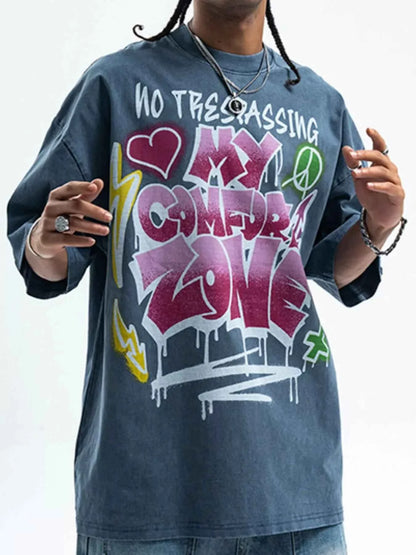 Stylish Men's Graphic Tee, Comfortable Half Sleeve T-Shirt for Men