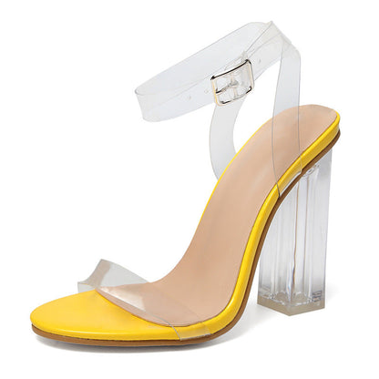 plus Size Sandals Women Sexy Buckle High Heel Sandals Personality Clear Heel Women andals