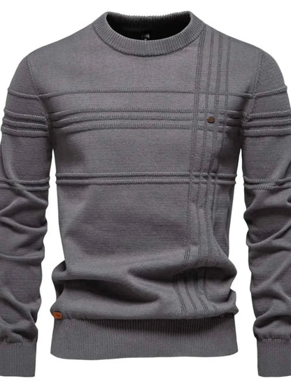 Men's Round Neck Striped Sweater