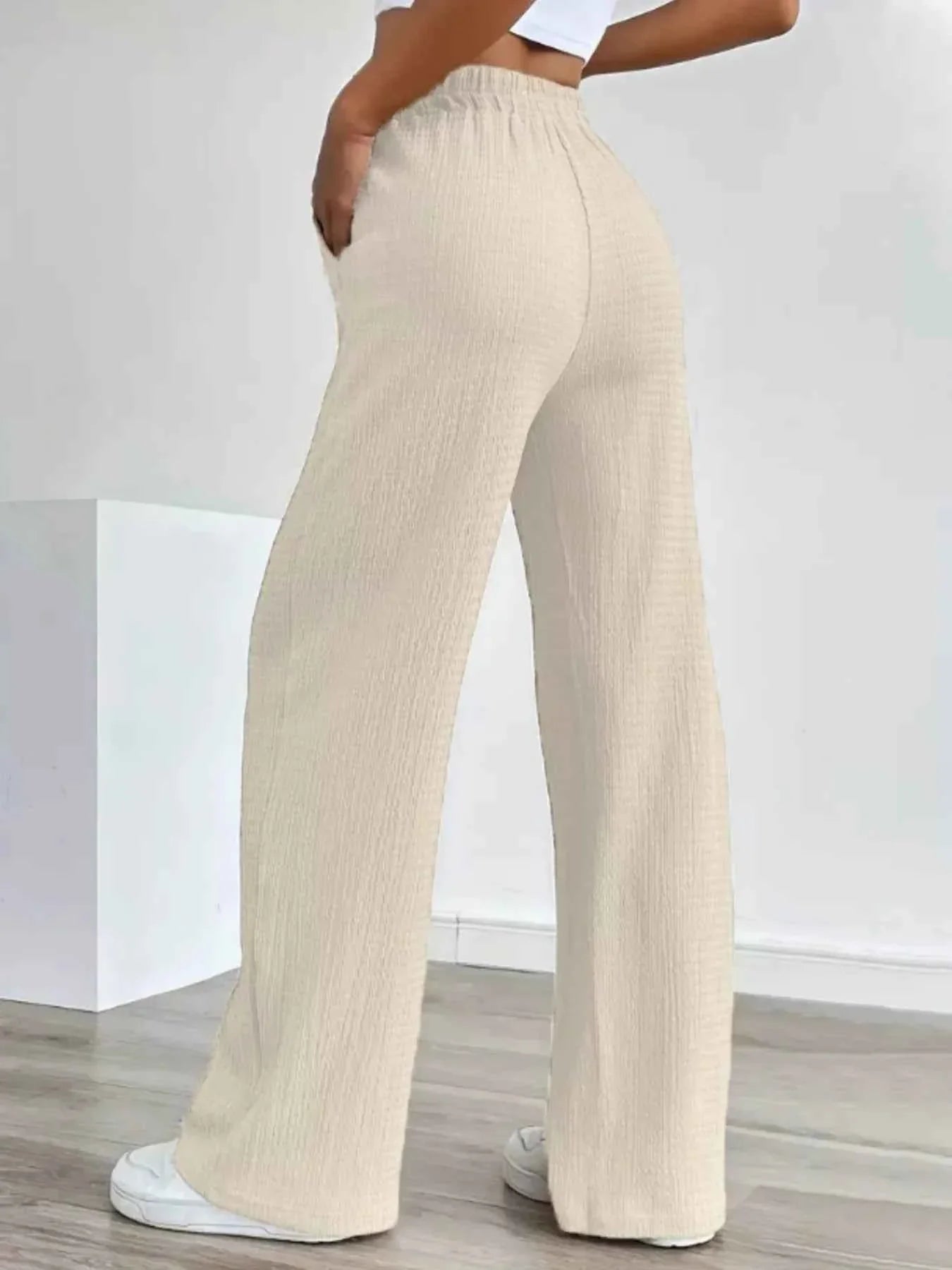 Texture Wide Leg Pants