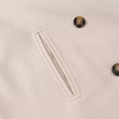 Women Clothing Autumn Winter Casual Collared Double Breasted Woolen Coat Top Women