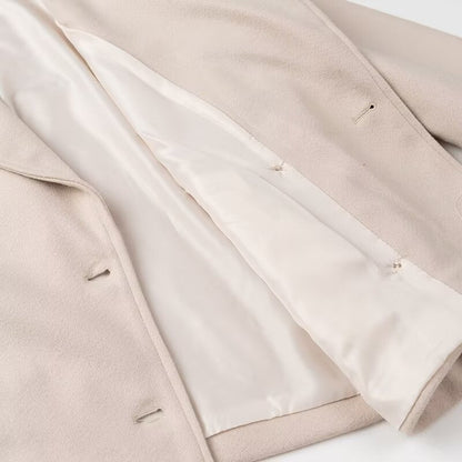 Women Clothing Autumn Winter Casual Collared Double Breasted Woolen Coat Top Women