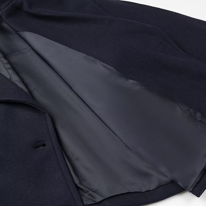 Women Clothing Autumn Winter Casual Collared Double Breasted Woolen Coat Top Women