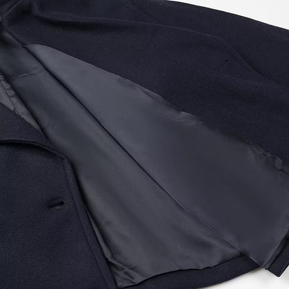 Women Clothing Autumn Winter Casual Collared Double Breasted Woolen Coat Top Women