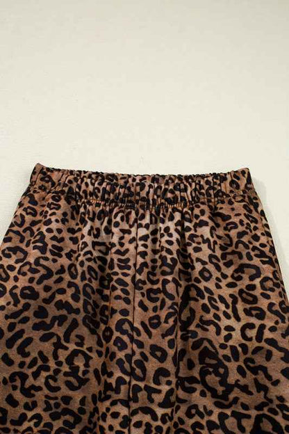 Leopard Contrast Trim Top and Pants Set