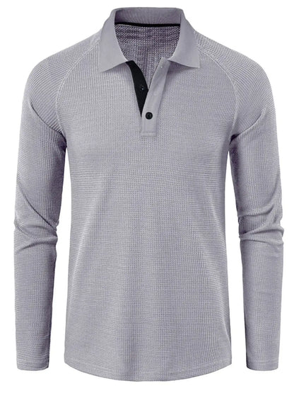 Men's Long Sleeve Textured Polo