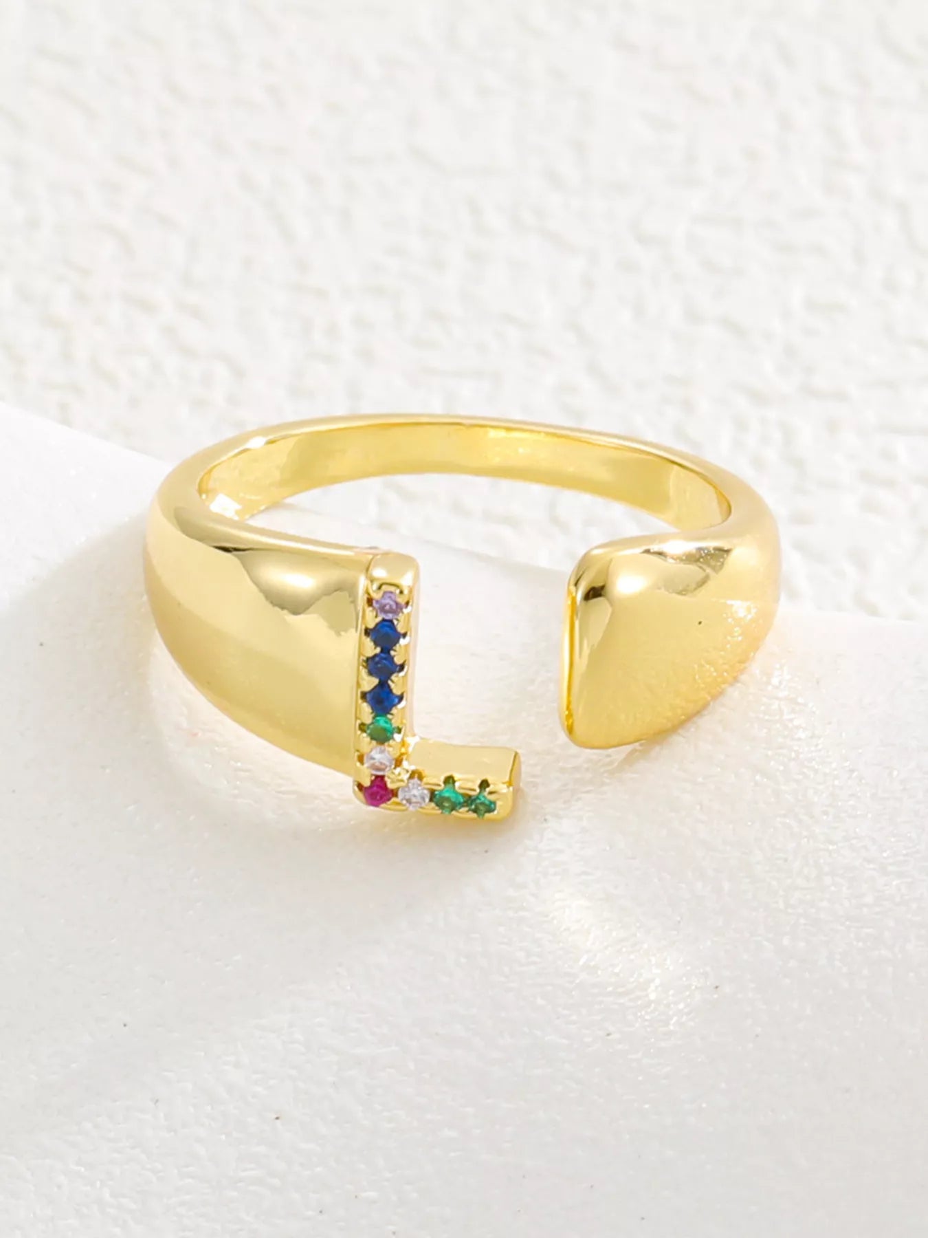 18K Gold-Plated Zircon Letter Ring