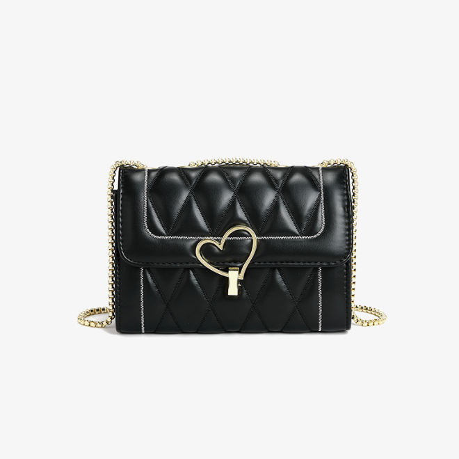 Bolsos Chanel para mujer, bolso de invierno, bolso bandolera con cadena de diamantes y corazón de metal. 