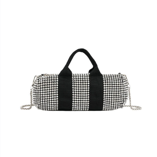 Bolso bandolera con cadena y incrustaciones de diamantes de imitación para mujer, de gran calidad, a juego. 
