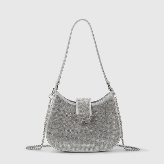 Bolso de cadena con incrustaciones de diamantes de imitación para mujer, estilo celebridad de Internet, con diamantes de imitación, para hombro y bajo el brazo. 
