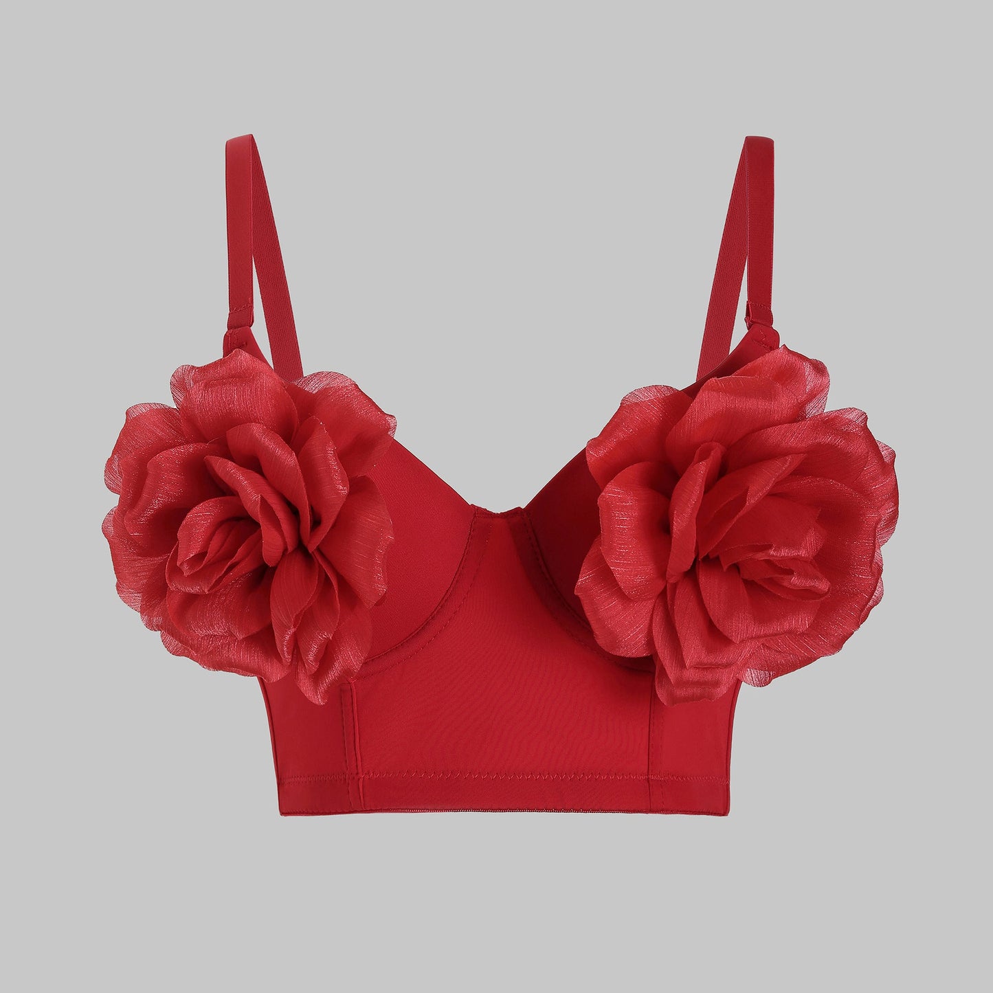 Vest Bra Outer Wear Boning Corset Sling Three Dimensional Red Large Floral Body Shaping Tops Outerwear